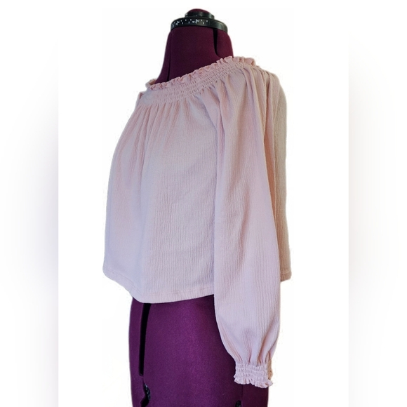 H&M Off-Shoulder Dusty Pink Cropped Blouse - Picture 5 of 14